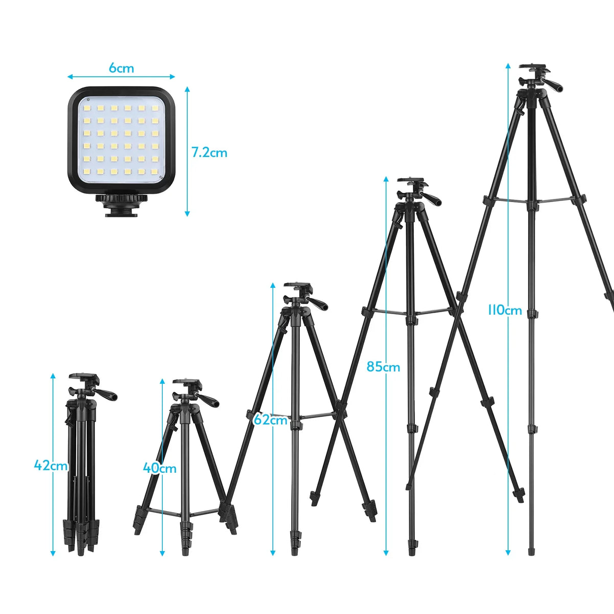 53-Inch Vlogging Kit with Tripod - Includes LED Light, Microphone, Smartphone Clip, and Remote Control for Video Recording, Microfilm Production, and Live Streaming