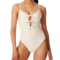 Sanctuary WHITE SAND Snake-Print Keyhole One-Piece Swimsuit, US X-Large